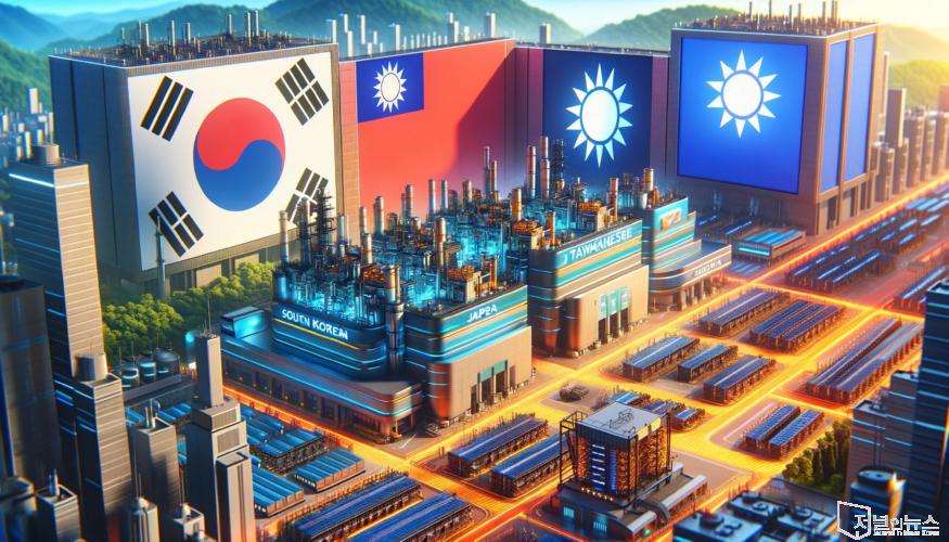 DALL·E 2024-03-16 19.56.42 - A visual narrative showing the rise of South Korean and Taiwanese semiconductor companies overtaking Japanese firms. The image should depict a futuris.jpg